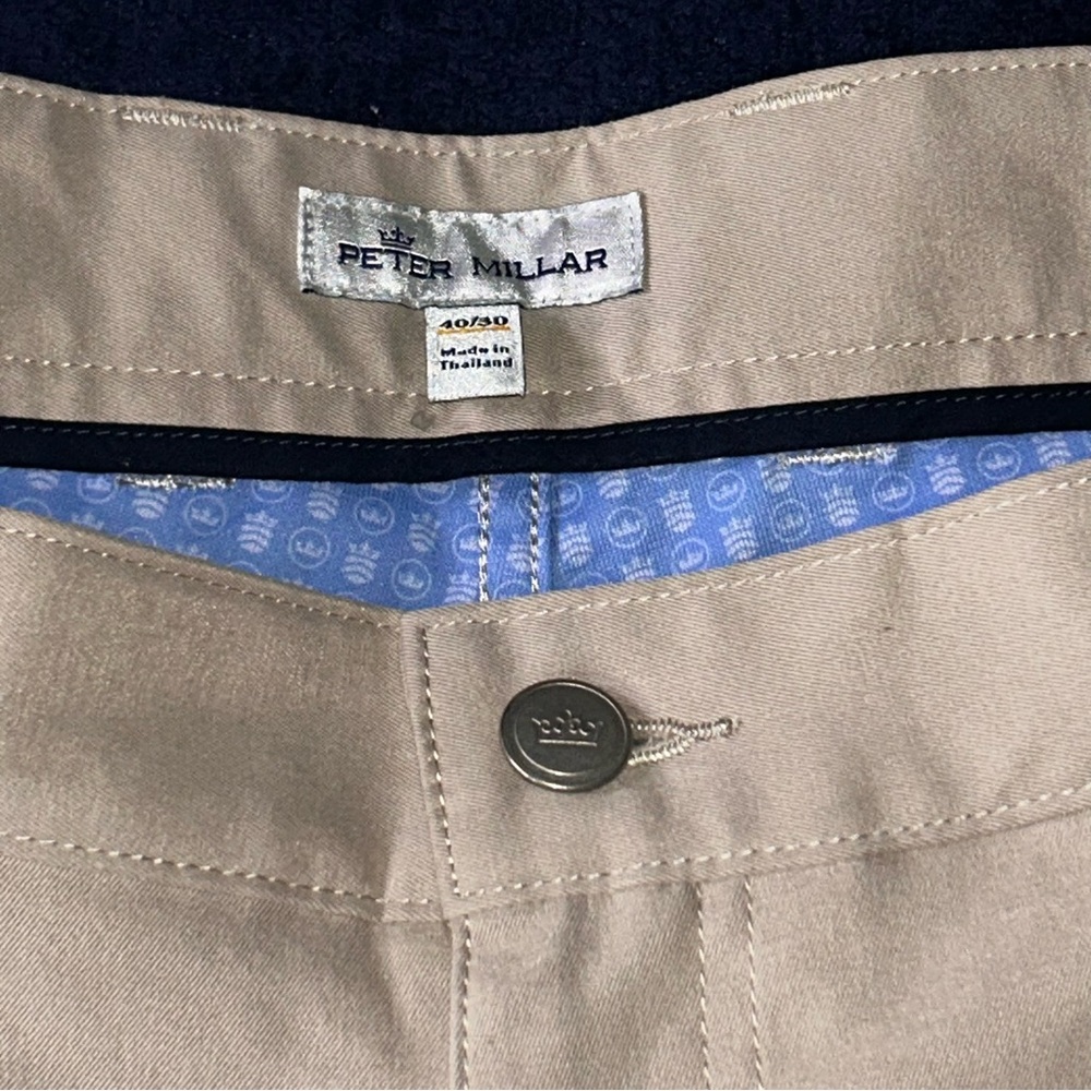 Peter Millar Golf Pants Casual Chino Men's 40x30 Flat Front Beige Khaki Tan 8524 - Picture 6 of 16